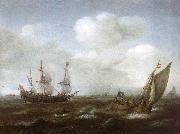Hendrik Cornelisz. Vroom A Dutch Ship and Fishing Boat in a Fresh Breeze Spain oil painting artist